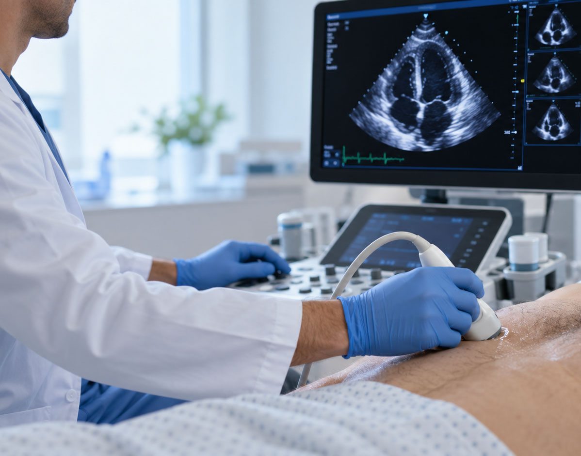 Realización de un estudio de ecocardiografía